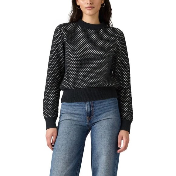 Womens Snowflake Crew Pullover 100% Cotton Cozy Long Sleeve Small
